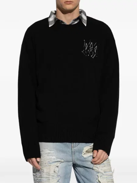Pulover Amiri cu decolteu rotund negru