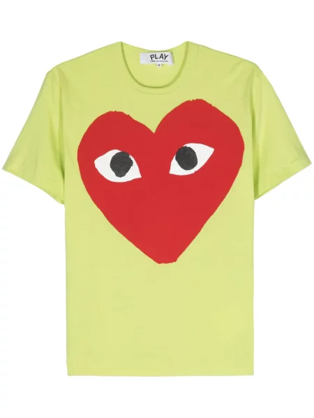 Tricou Comme Des Garcons Play cu imagine cu motiv cu inimi verde
