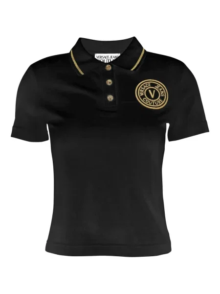 Polo Versace Jeans Couture cu broderie negru