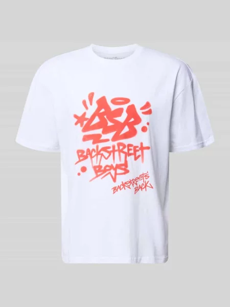 T-shirt o kroju relaxed fit z czystej bawełny model Backstreet Boys' Mister Tee biała