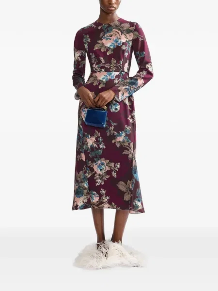 Lung rochie midi Erdem cu model floral cu imagine violet