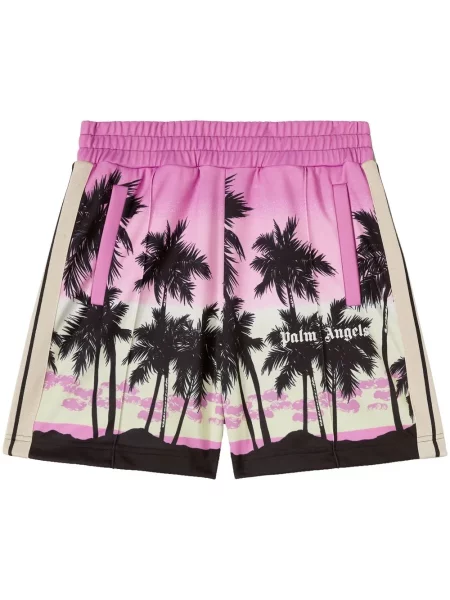Pantaloni scurți Palm Angels cu dungi cu imagine violet