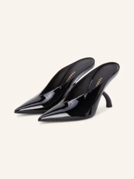 Ferragamo Lakierowane Klapki Itaca schwarz czarne