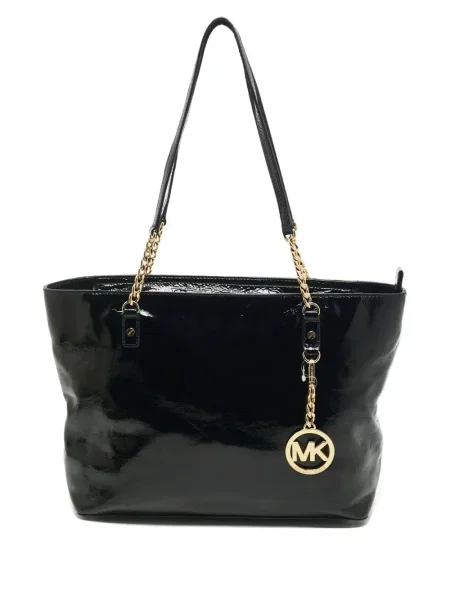 Geantă cu mânere cu lanț Michael Michael Kors din canvas maro