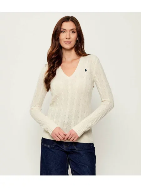 POLO RALPH LAUREN De lână pulover KIMBERLY cu adaos de cașmir bej