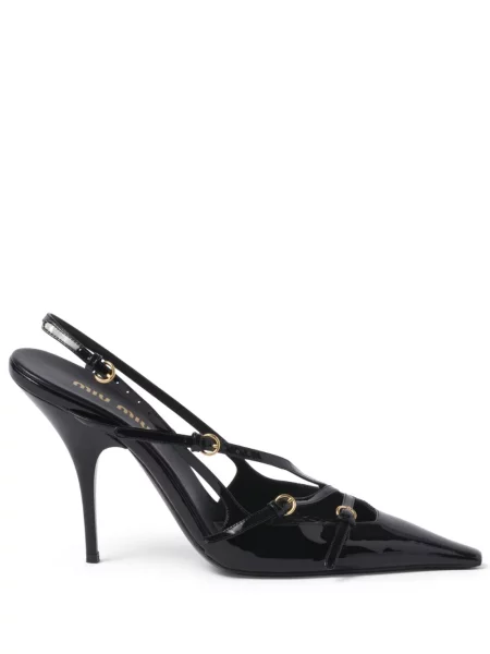Pantofi cu toc Miu Miu cu cataramă slingback negru