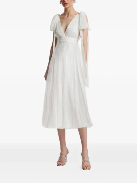 Rochie midi Framboise cu decolteu în V până la genunchi de costum alb