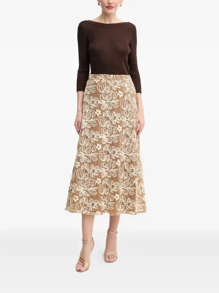 Fustă Luisa Spagnoli cu model floral maro