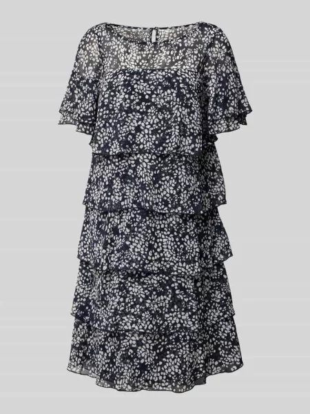 Sukienka koktajlowa o długości do kolan z efektem stopniowania Vera Mont granatowa