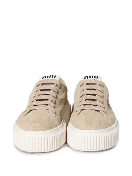 Sneakerși Miu Miu din piele de căprioară