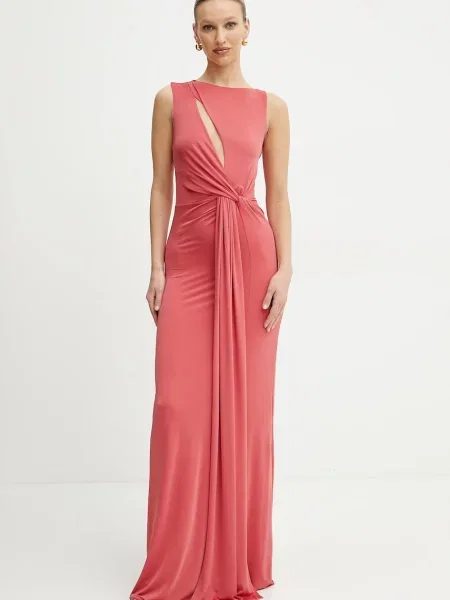 Рокля Marciano Guess ALVA дълга със стандартна кройка розово