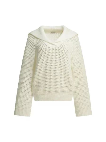 Dzianinowy sweter Brunello Cucinelli biały