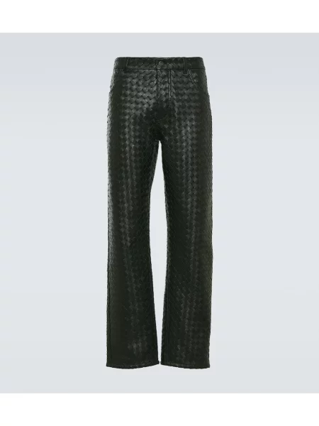 Spodnie Bottega Veneta skórzane zielone