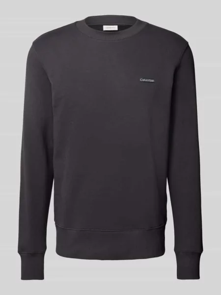 Bluza nierozpinana Calvin Klein Jeans z dekoltem w kształcie litery U szara