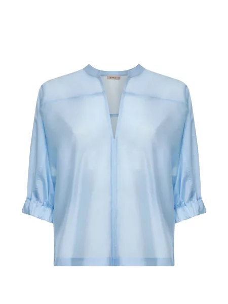 Блуза Blanca Vita с V-образно деколте синьо