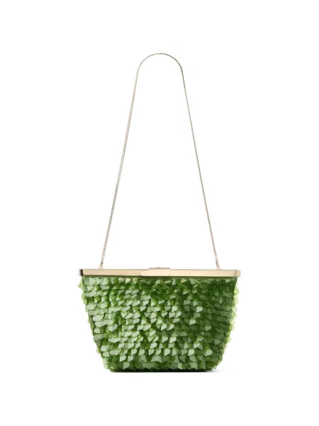 Geantă plic Jimmy Choo cu paiete verde
