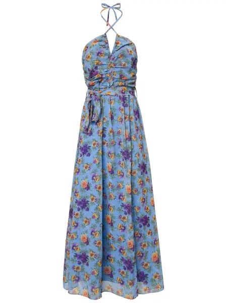 Influencer Letní šaty nebeská modř fialová / oranžová zelená