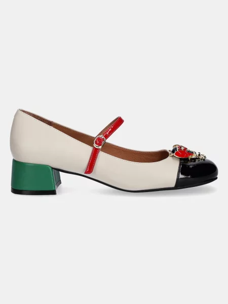 Jeffrey Campbell czółenka skórzane JITTERBUG na słupku beżowy