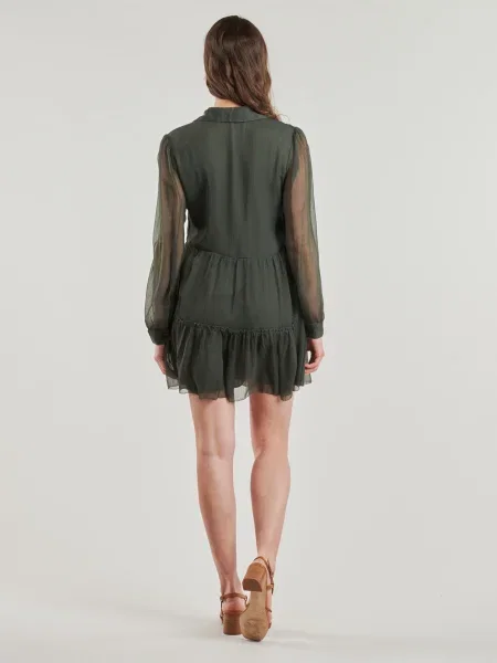 Rochie din denim Pepe Jeans kaki