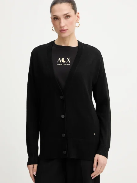 Armani Exchange cardigan din amestec de lână negru