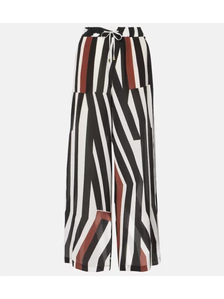 Pantaloni Max Mara de mătase cu dungi