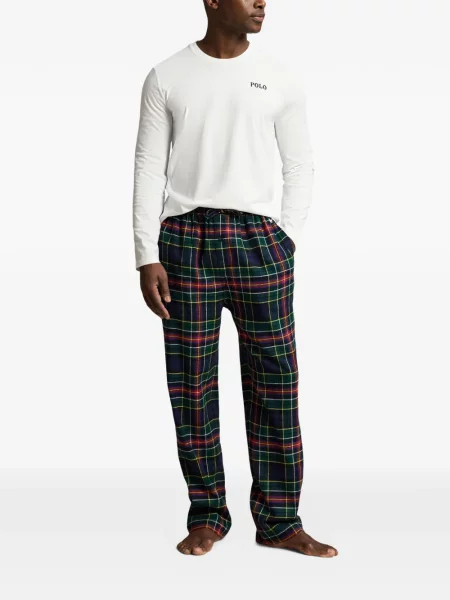 Καρό σλιπ σετ Polo Ralph Lauren με βολάν φανελένια πράσινο