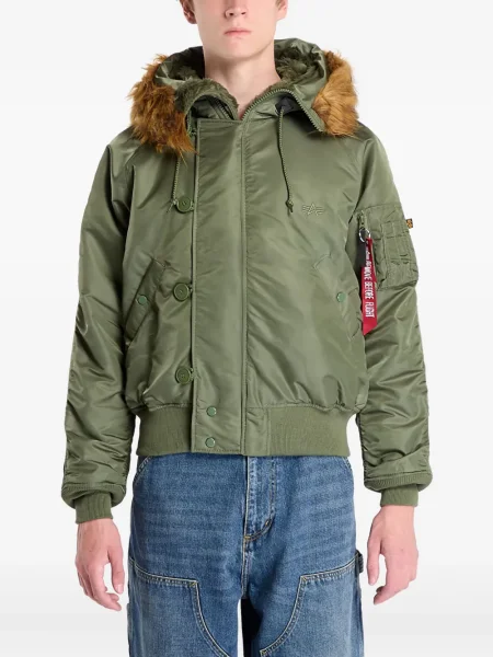 Geacă Alpha Industries cu glugă verde
