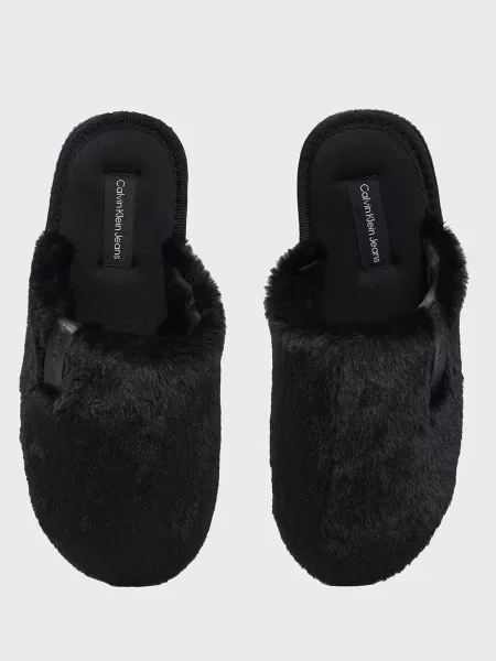 Меховые тапочки Calvin Klein черные