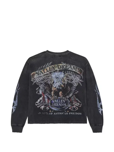 Lung tricou Vale cu imagine negru