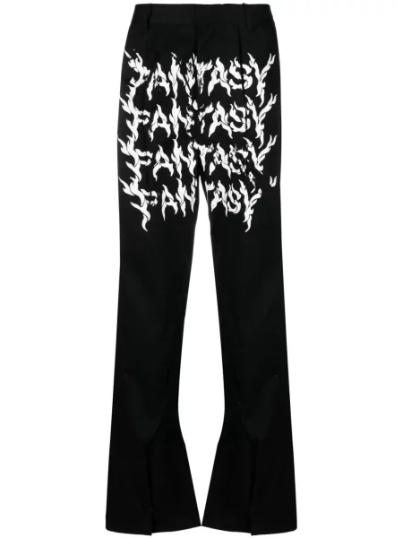 Pantaloni Kusikohc de lână cu imagine negru