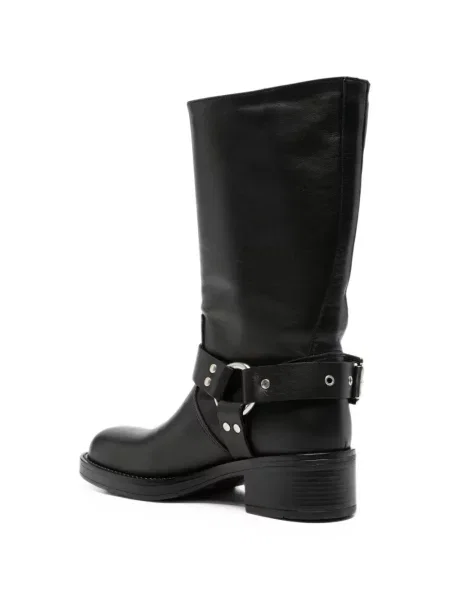 Botine Gisel B cu cataramă cu bretele negru
