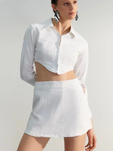 Fustă din denim Trendyol alb