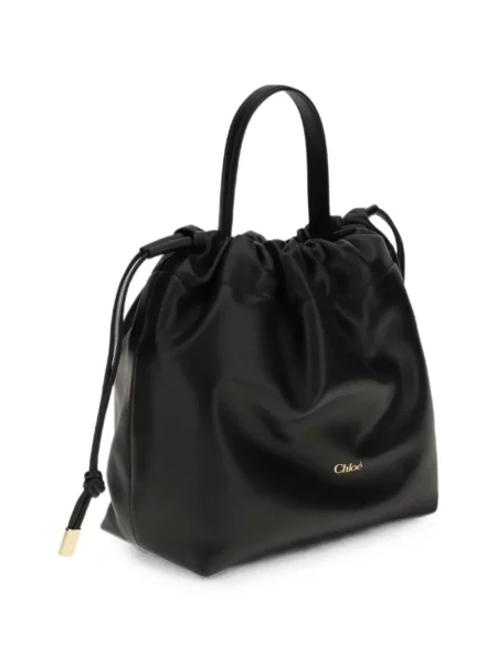 Geantă Chloé din piele cu cordon negru