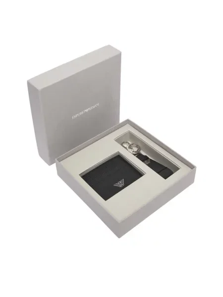 Emporio Armani Zestaw etui na karty i brelok czarny