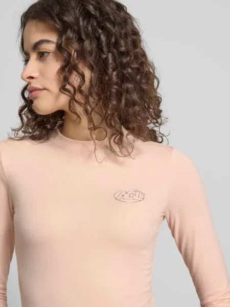 Longsleeve w kroju slim fit z detalem logo Another Cotton Lab różowy