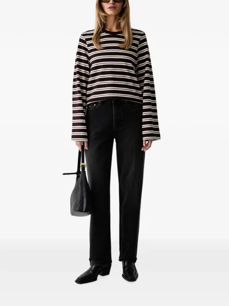 Lung tricou Barbour cu dungi maro