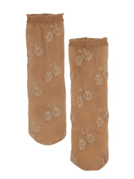 Sokisahtel Șosete FIORELLA floral sheer socks' bej