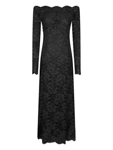 Rochie midi Rabanne cu model floral din dantelă până la genunchi negru