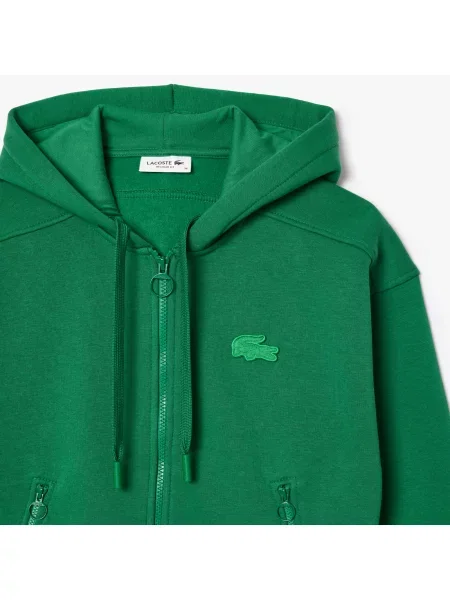 Lacoste Bluza Dresowa Z Zamkiem Błyskawicznym Z Bawełny zielona