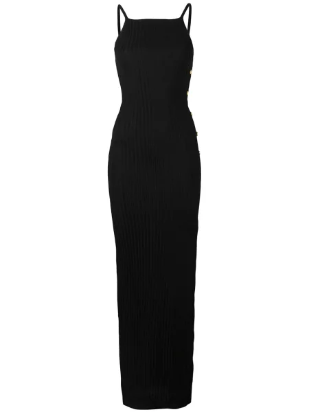 Rochie Balmain tricotate cu crăpătură de costum negru