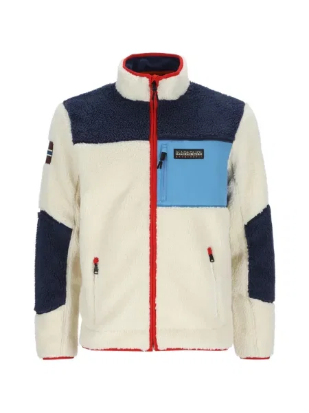 Geacă Napapijri din fleece alb