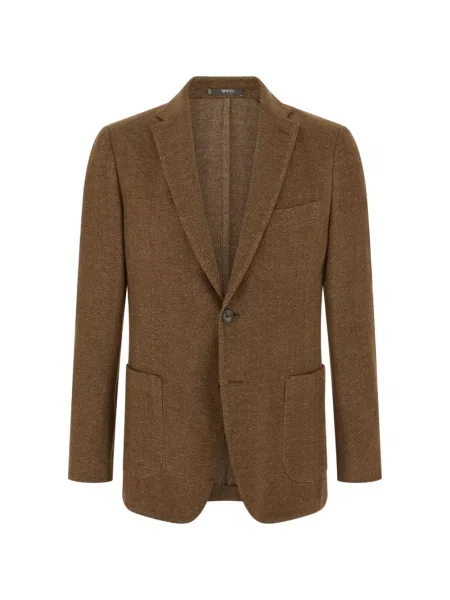 Sacou Boggi Milano din jerseu cu model herringbone maro