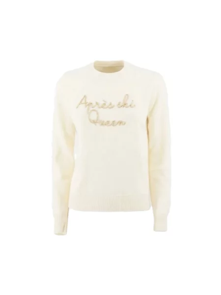 Sweter Mc2 Saint Barth z nadrukiem beżowy