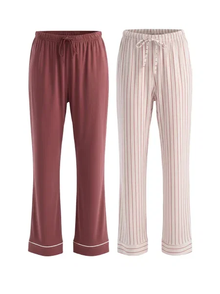 Dagi Pantaloni de pijama roz / roşu închis alb