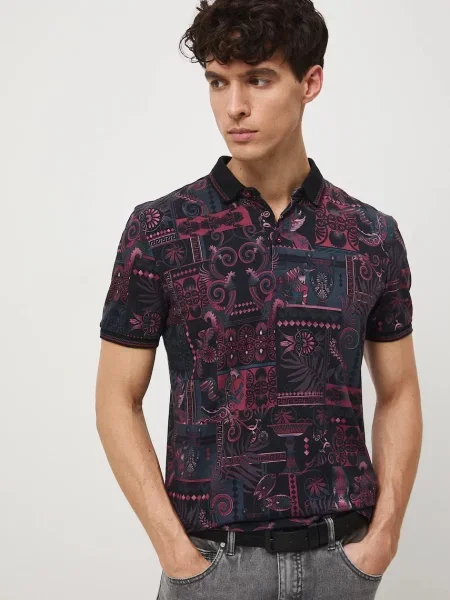 Тениска с яка Medicine с десен бордо