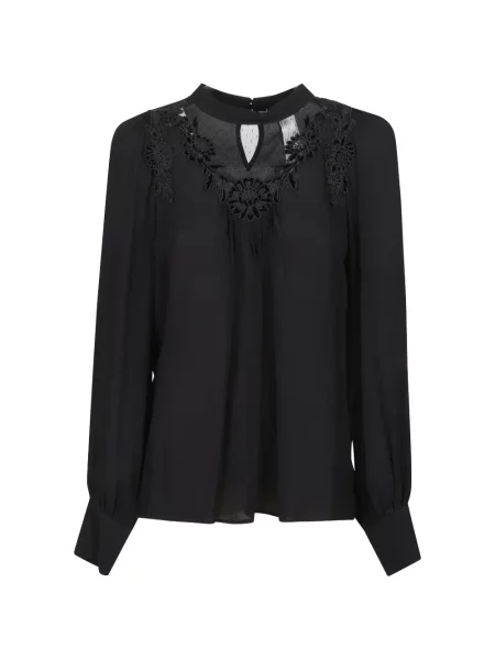 Bluză Twinset cu aplicații din dantelă negru