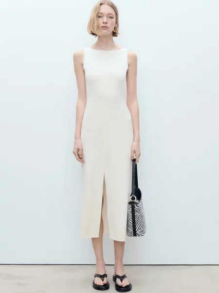 Сукня міді MANGO молочний