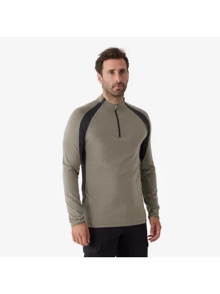 Koszulka outdoor z długim rękawem Solognac merino szara