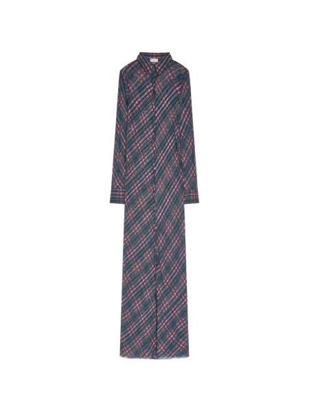 Lung rochie tip cămașă Dries Van Noten albastru