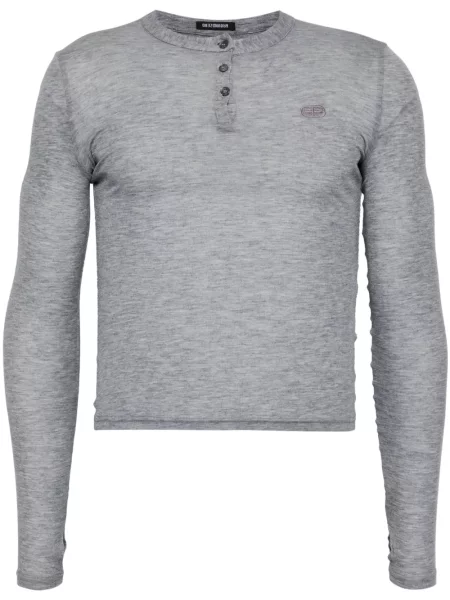 Tricou Ground Zero cu broderie gri